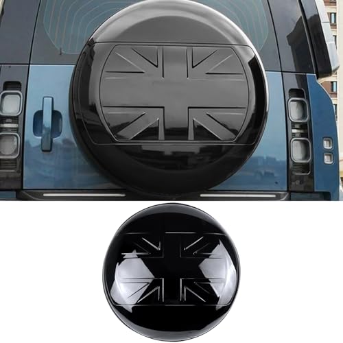 Glossy Black Spare Tire Cover Flag Pattern