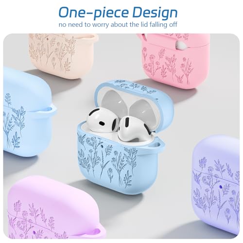 Image of for Airpods 4 Case, Ekoonpft Flower Engraved Cases for Apple AirPods 4th Generation 2024, Soft Silicone Cover for Women Girly with 3-in-1 Cleaner Kit, Keychain, Military Grade Protection