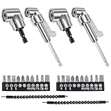 8 Pack 105 Degree Right Angle Drill Adapter Set, Impact Drive and Magnetic Screwdriver Socket Drill Bit Corner Tool Screw Hub (Short+ Long) and Flexible Angle Extension Bit for Narrow Spaces