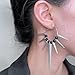 Gothic Silver Spike Dangly Earring for Women, Vintage Goth Punk Thorn Barbed Black Beads Drop Dangle Earrings Rock Party Accessories Jewelry Gifts (Silver-Black)