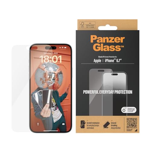 PanzerGlass Screen Protector iPhone 15 Plus Classic Fit protège votre écran au quotidien