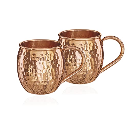 NKlaus 2x gobelets en cuivre pur 100% Ayuverda tasse en cuivre Ovale Moscow Mule 500ml 11261