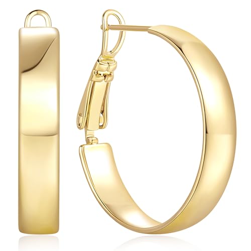 14K Gold Hoop Earrings for Women Chunky Hoop Earrings Noble and Elegant Gold Earring for Women Long-Lasting Beauty Right Size Womens Earring