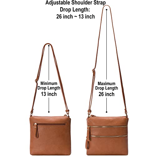 Image of Solene Small Multi Zipper Pocket Crossbody Bag with Adjustable Strap, Lightweight Travel Purse, Daily Small Messenger Pouch