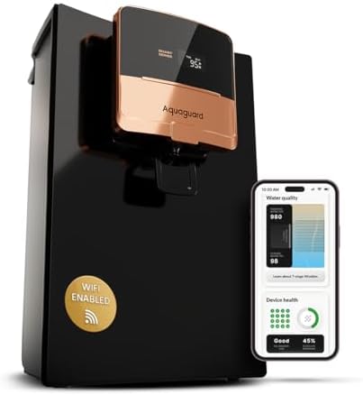 Aquaguard Ritz Pro RO+UV+Copper Water Purifier I Stainless Steel Tank | 2 year filter life | SMART Purifier | TDS Display | Filter Life & Water In take Tracker | With Mega Sediment filter