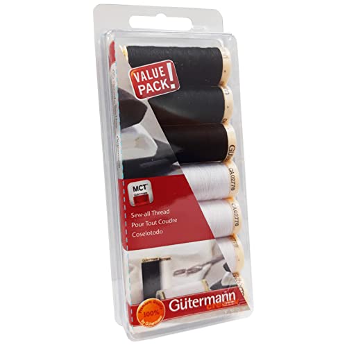 Gutermann Sew-All Polyester Thread Set Black & White 7 Spools