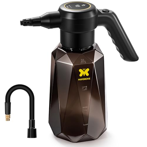 MAYGROVE Battery Powered Sprayer 0.5 Gallon Electric Spray Bottle Up to 7.5 Hours Long Battery Life with Fast Charging Automatic Garden Sprayer with Adjustable Pressure Semi-Transparent Tank