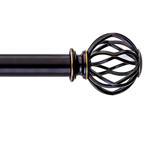 Bronze Curtain Rods for Windows 18 to 88 inch, 1 Inch Adjustable Curtain Rod, Heavy Duty Window Curtains Rod for Bedroom Living Room, Modern Decorative Drapery Rods Orb Finials