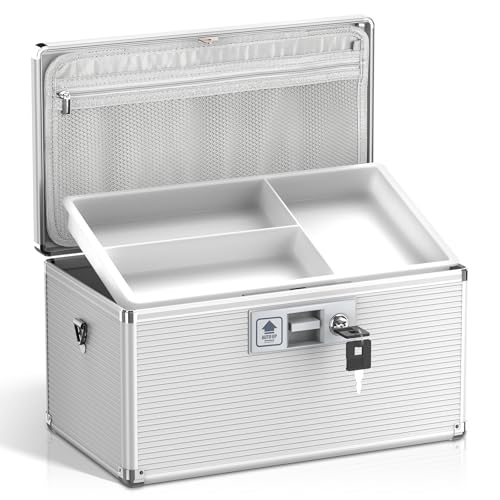 Lockbako Medicine Lock Box with Key, Aluminum Alloy Lock Box for Medication