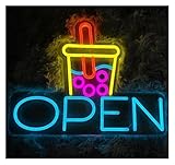 Enseigne lumineuse néon pour boutique de bubble tea, éclairage ouvert pour la décoration du magasin