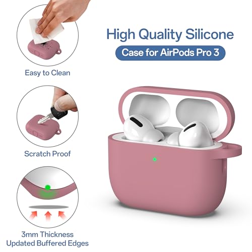 Image of Meliya for AirPods Pro 3 Case 2025 with Cleaner Kit, Soft Silicone Protective Case for Apple AirPods Pro 3rd Generation with Keychain & Lanyard for Women Men (Smoke Violet, Airpods Pro 3 2025)