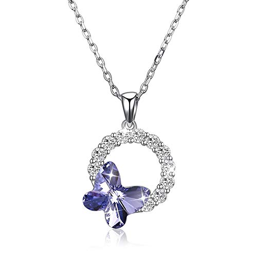 Pendentif papillon en cristal FLXHSA collier élégant pour femme