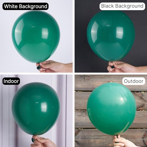 Image of PartyWoo Dark Green Balloons 51 pcs 12 Inch Hunter Emerald Forest Green Latex Helium Balloons for Graduation Christmas Mardi Gras Jungle Safari Birthday Party Decorations Green-F14