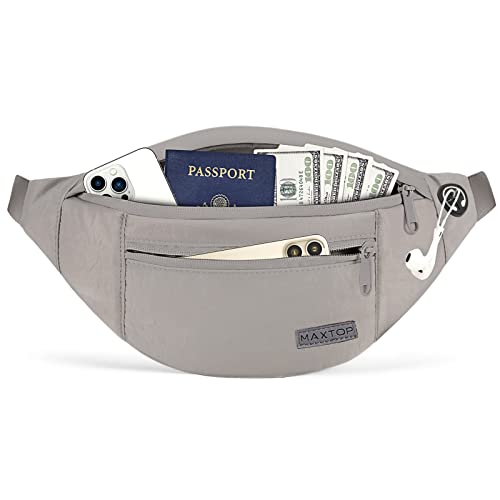 Image of MAXTOP Large Crossbody Fanny Pack Belt Bag for Women Men with 4-Zipper Pockets Gifts for Enjoy Sports Yoga Running Workout Walking Casual Travel Wallets Fashion Waist Pack Phone Bag
