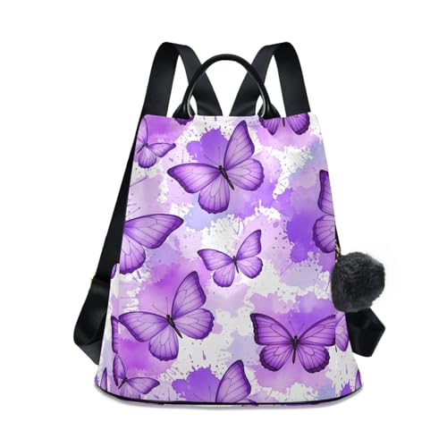 Sac à dos femme plusieurs poches violet aquarelle pour ville