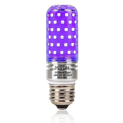 JSVSAL LED Black Lights Bulb Non-dimmable,10W Blacklight 100W Equivalent, AC 85-265V E26 Medium Base,UVA Level 395-400nm,Glow in The Dark for Body Paint,Blacklights Party,Fluorescent Poster (1-Pack)