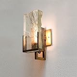 Crystal stone Plug in Wall Sconces, Modern Led Oak Wooden Wall Lamps Lights Bedroom Bed Lamp Bathroo