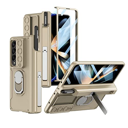 Coque rigide Galaxy Z Fold 4 avec blocage magnétique et protection caméra or