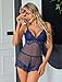 Avidlove Women Lace Pajamas Lingerie Set Sexy Cami Shorts Sets Mesh Sleepwear 2 Piece Navy Blue M