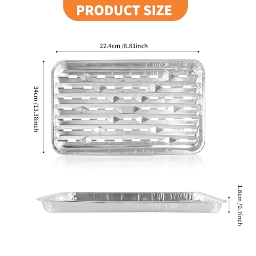 YEUIKERR 40 Pack Disposable Broiler Pans with Holes, 13.4 x 9 x 0.7 inch Aluminum Foil Grill Pans for Oven, Baking, BBQ, Takeout, Meal Prep