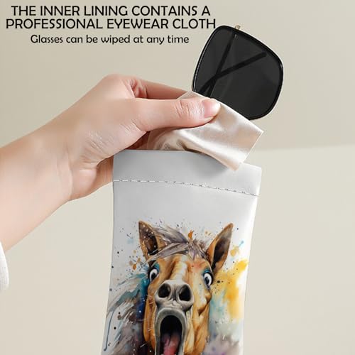 Image of 2 PCS Glasses Eyeglass Sunglasses Case Pouch Soft PU Leather Cute Aesthetic with Cleaning Cloth for Boys Men Man