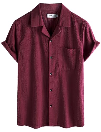 Image of VATPAVE Mens Striped Summer Shirt Casual Button Down Short Sleeve Beach Shirts Cotton Shirts for Men