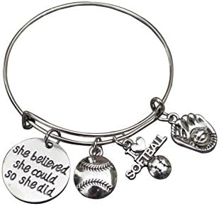 Infinity Collection Softball Bracelet- She Believed She Could So She Did Softball Jewelry -Gift for Softball Player, Team and Coaches Gifts