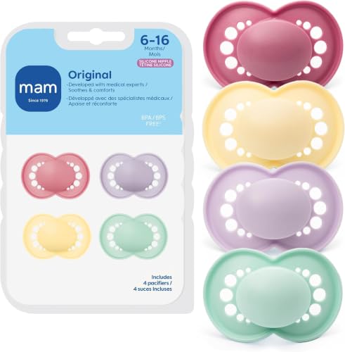 Image of MAM Original Matte Baby Pacifiers 6-16 Months, Binky for Newborn Babies, BPA-Free Skin Soft Silicone Nipple, Easy to Clean, Developed with Medical Experts, Made in Europe, 4 Count (Pack of 12)
