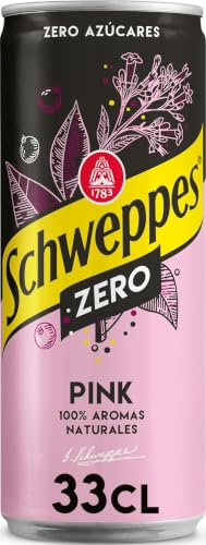 Schweppes Tónica Pink Zero con sabor a Grosella, sin Azúcar ni Calorías - Lata 33cl