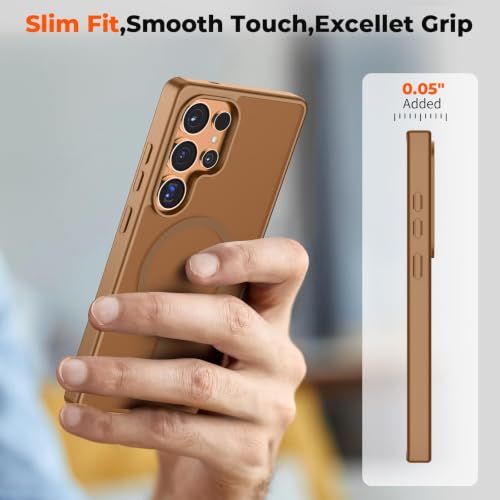 Image of AIBEX Back Cover for Samsung Galaxy S25 Ultra| Slim Case with Wireless Charging Support | Anti-Scratch, Shockproof, Anti-Fingerprint & Lightweight Military-Grade Protective Cover - Brown
