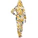 chaqlin Adult Onesie Pajamas Yellow Sugar Skull Fashion Zipper Sleepwear Women Onesie Halloween Costume Jumpsuit for Men One Piece Pajamas Playsuit with Pockets, Size 3XL