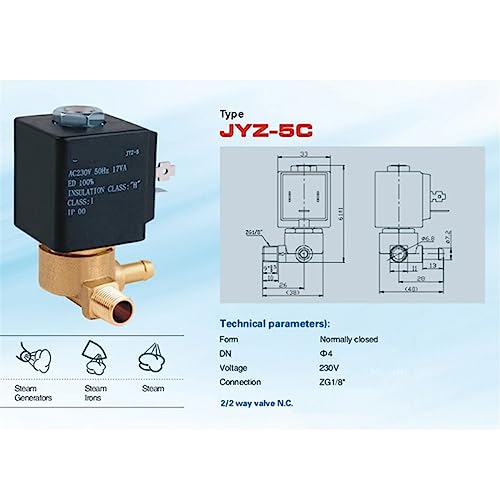 Válvula electromagnética de agua JYZ-5 de 2 vías normalmente cerrada N/C 3