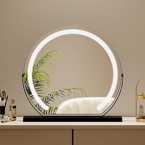 Espejo de tocador LED para maquillaje de mesa con tres temperaturas de luz ajustables