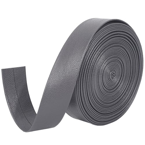 GORGECRAFT Leather String 5m x 20mm Faux Leather Strap 1mm Thick Foldover Leather Strips Lambskin Texture Flat Leather Cord Leatherette Cord Rope for DIY Crafts Belt Bracelet Jewelry Making Gray