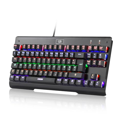 Redragon K561 TKL Clavier de Jeu mécanique, Clavier RGB, commutateurs mécaniques Bleus, Anti-ghosting, Design Portable, Clavier Filaire USB, Disposition AZERTY française – Noir