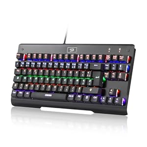 Redragon K561 TKL Clavier de Jeu mécanique, Clavier RGB, commutateurs mécaniques Bleus, Anti-ghosting, Design Portable, Clavier Filaire USB, Disposition AZERTY française – Noir