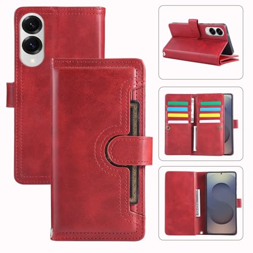 Étui Samsung S21 Plus rouge multi-fentes avec double portefeuille intégré - 2