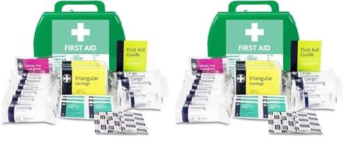 Image of LEWIS-PLAST Premium Small 1-10 Persons Polypropylene First Aid Box - Complete with Integrated Carry Handle and Unique Flip-up Wall Mounting System - Meets Health & Safety Executive Guidelines