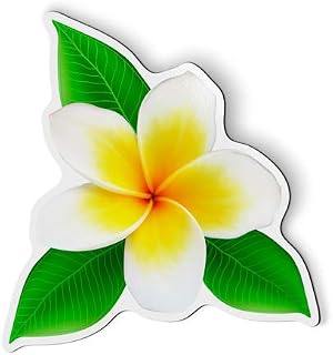 White Plumeria Pretty Hawaii Tropical - 5.5" Magnet for Car Locker Refrigerator