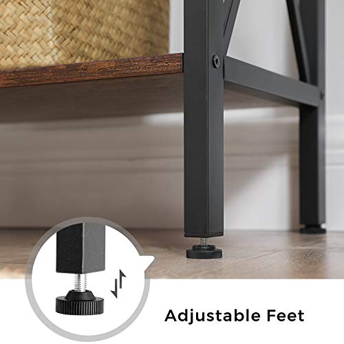 VASAGLE 4 Tier Bookshelf, Bookcase, Kitchen Shelf, Free Standing Shelf, Ladder Rack with 4 Open Shelves, for Kitchen, Office, Stable Steel Frame, Industrial Style, Rustic Brown and Black ULLS030B01