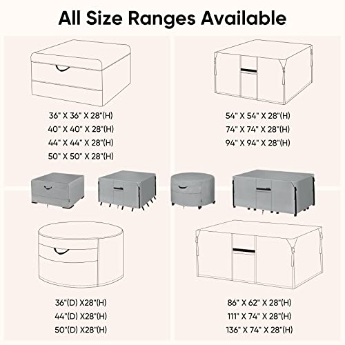 Pteromy Waterproof Patio Table Cover, Heavy Duty 600D Canvas Patio Furniture Covers For Outdoor Dining Table And Chairs (Pewter Gray, 54''X 54'') #TOP6
