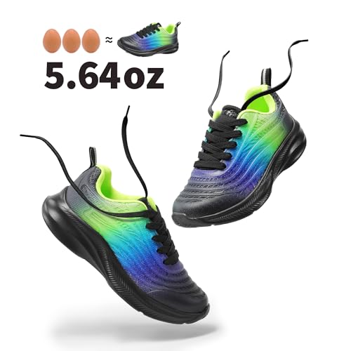 Dream Pairs Girls Boys Shoes Kids Tennis Sparkle Glitter Lace Up Athletic Running Sneakers,Size 3 Little Kid,Black/Navy/Neon Green,Sdrs2330K thumb #2