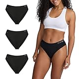 STEP ONE Bikini Brief Womens Underwear Multipack, 3 Pairs, Underwear for Sensitive Skin, Moisture-Wicking Womens Bikini Briefs. Fabric Made from bamboo viscose Black XL