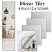 Shatterproof Wall Mirror Full Length for Bedroom, Acrylic Gym Mirrors For Home, Extra Thick: 0.12 inch, 12 x 12 inch x 4 Pcs, Workout Mirrors Safe for Kids, Over The Door, Long Wall Mounted