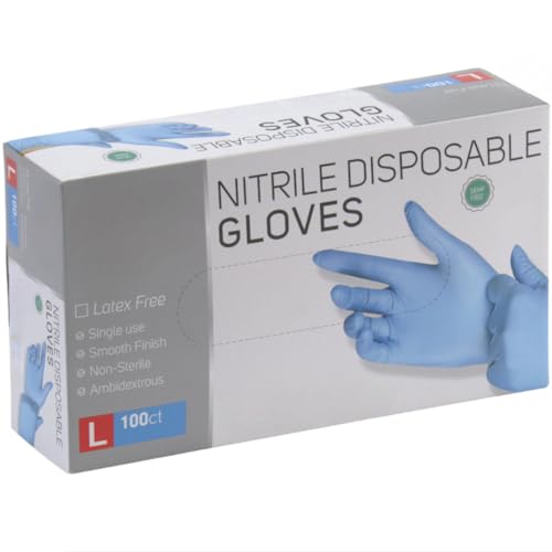 SteadMax 100 Pack Nitrile Gloves, Latex Free, Powder-Free Disposable Gloves for Food Handling, Cleaning, and General Use (Medium)