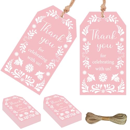 Etiquetas para regalos de agradecimiento, tarjetas de Talavera rosa para recuerdos de fiesta