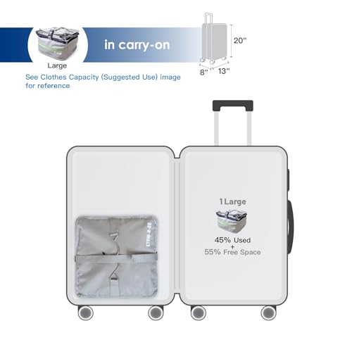 Grand Fusion Stow-N-Go Portable Hanging Travel Shelves, Packing Organizer for Luggage. Carry on Closet with Hanger for Clothes. Expandable Packing Cube. Travel Essentials, Light Gray - L