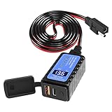 Ankuee 4.8A Motorcycle Phone Charger, Vehicle Waterproof Dual USB Quick Charge QC3.0 PD3.0 USB Charger SAE to USB Adapter with Voltmeter ON/Off Switch, Universal for Phone Tablet GPS & More