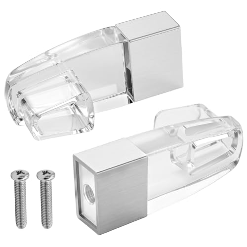Image of Clear Acrylic Shower Door Towel Bar Brackets with Bright Chrome Sleeve