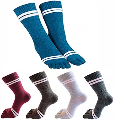 Toe Socks Cotton Crew Five Finger Socks Running Athletic for Men Women 5 Pack